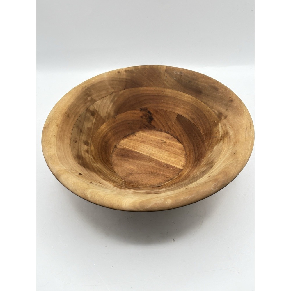 Decorative Wood Bowl Warm Golden Wood Rustic Farmhouse Decor 10"